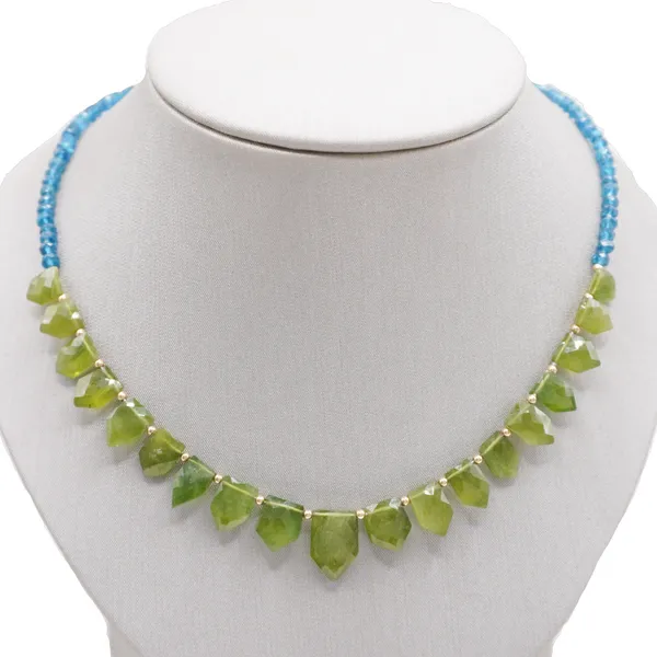 Blue Apatite and Vesuvianite Necklace Lumina Gem Wilmington, NC
