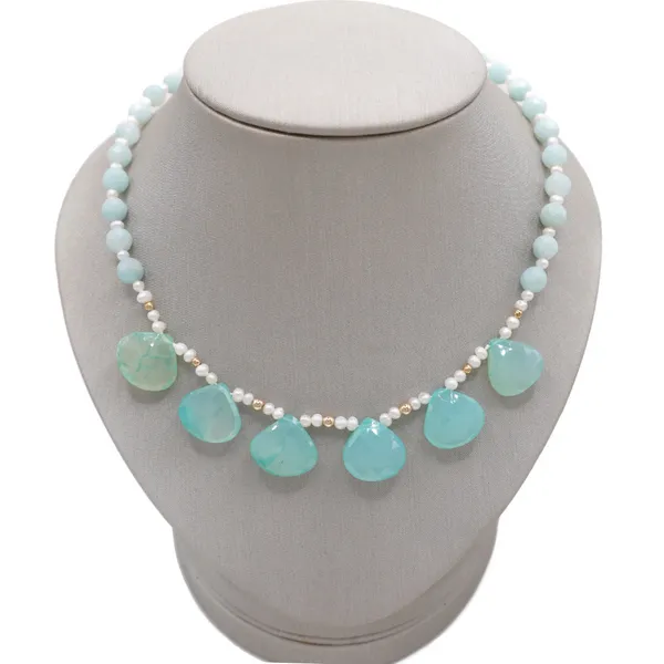Amazonite, Chrysoprase, and Freshwater Pearl Necklace Lumina Gem Hampstead, NC