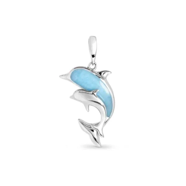 Marahlago Dolphin and Baby Larimar Necklace- Sterling Silver Lumina Gem Hampstead, NC