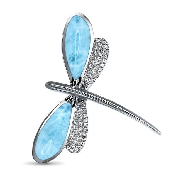 Marahlago Larimar and White Sapphire Dragonfly Necklace - 20