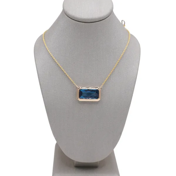 4.52ct London Blue Topaz and 14k Yellow Gold Bezel Set Necklace Lumina Gem Hampstead, NC