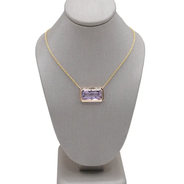 3.53ct Amethyst and 14k Yellow Gold Bezel Set Necklace Lumina Gem Hampstead, NC