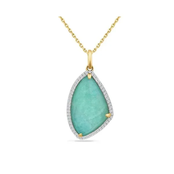 Shula Amazonite and Diamond Necklace- 14k Yellow old Lumina Gem Hampstead, NC