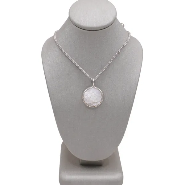 KIR Mother of Pearl Carved Dahlia Pendant Necklace Lumina Gem Hampstead, NC