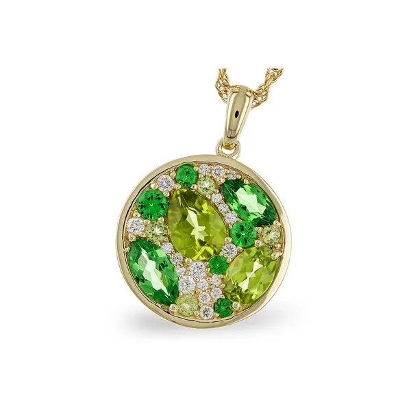 Allison-Kaufman Tsavorite Garnet, Peridot, and Diamond Necklace- 14k Yellow Gold Lumina Gem Hampstead, NC