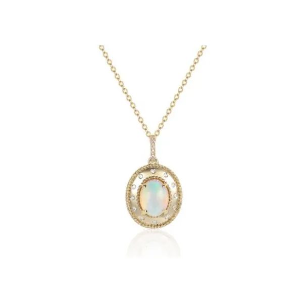Luvente Opal and Diamond Necklace- 14k Yellow Gold Lumina Gem Hampstead, NC
