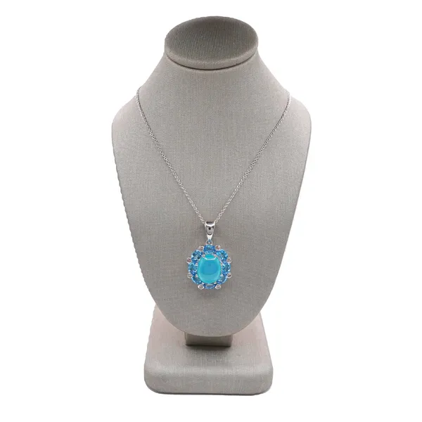 Chalcedony and Blue Topaz Necklace with Diamond Accents Lumina Gem Hampstead, NC