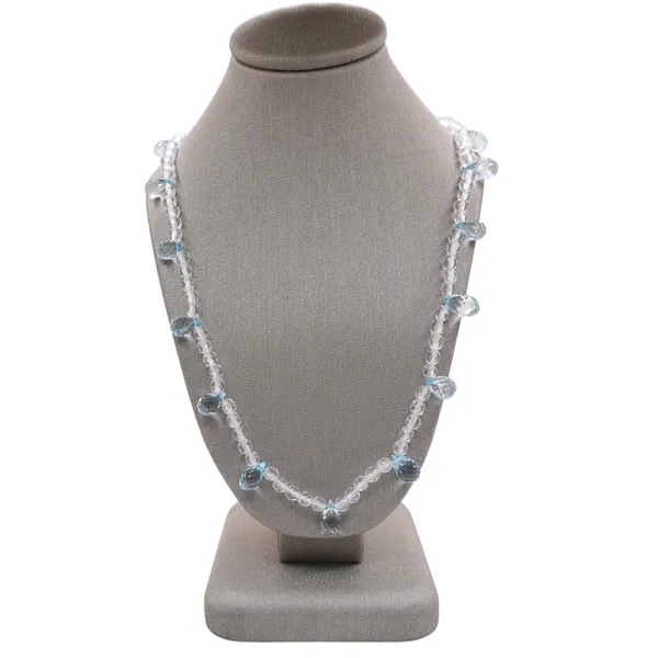 Aqamarine and Rock Crystal Quartz Beaded Necklace Lumina Gem Hampstead, NC