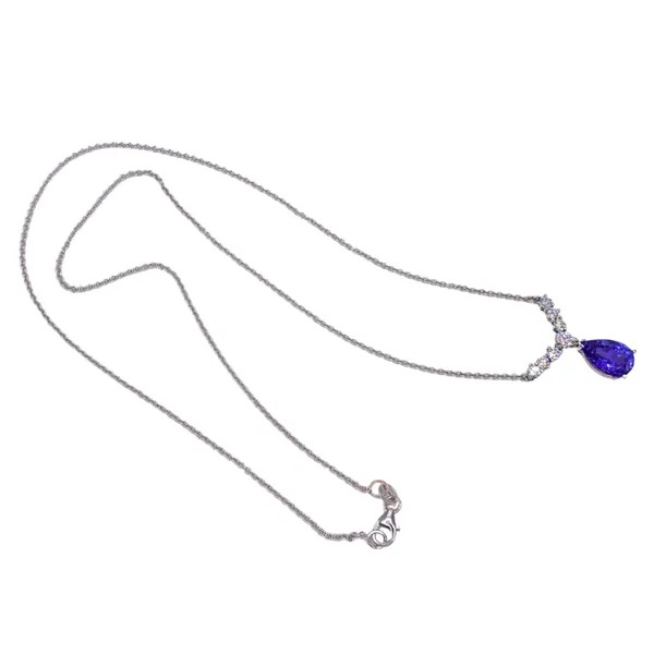 Tanzanite and Diamond Necklace in 14k White Gold Image 2 Lumina Gem Hampstead, NC