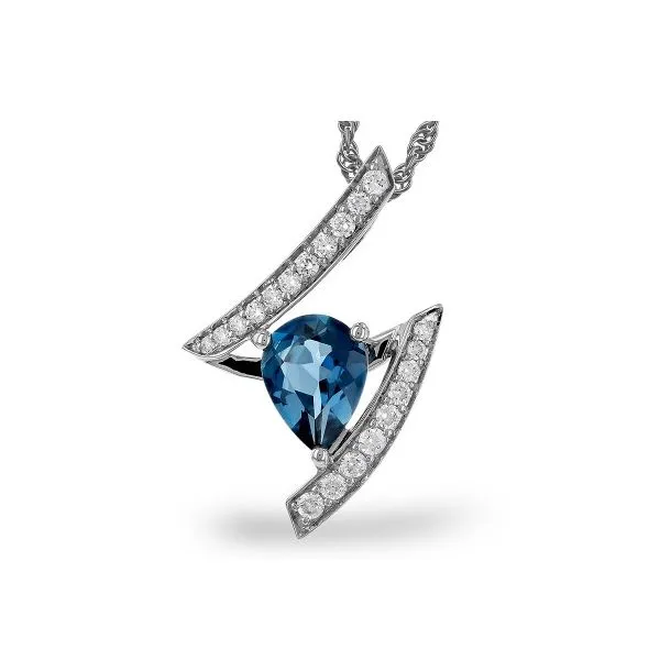 Allison Kaufman London Blue Topaz and Diamond Necklace- 14k White Gold Lumina Gem Hampstead, NC