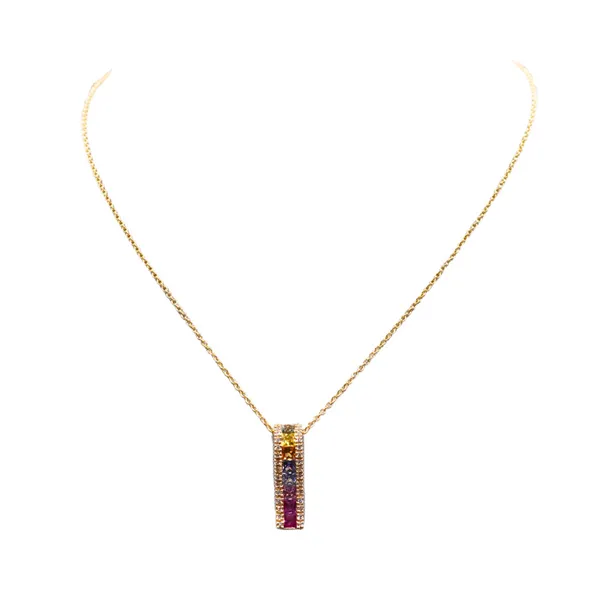 Effy Watercolor Necklace with Multicolor Sapphires and Diamonds- 14k Yellow Gold Lumina Gem Hampstead, NC