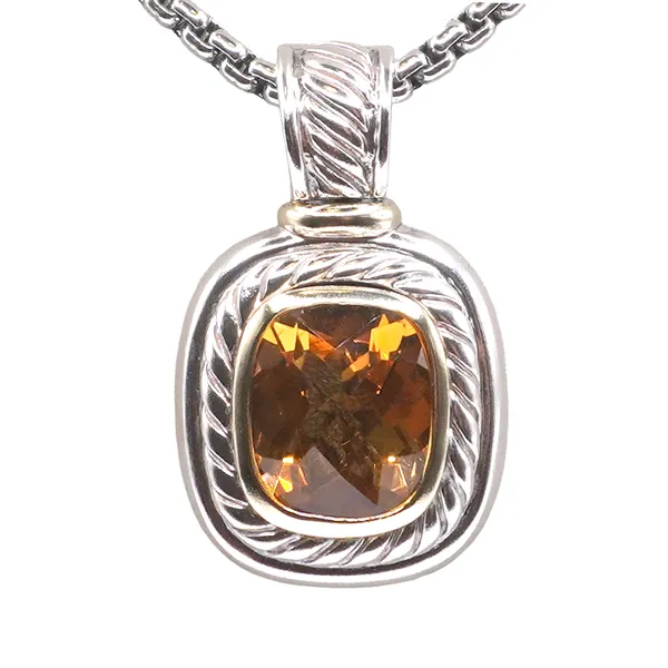 David Yurman Citrine Enhancer Round Box Chain Necklace Image 3 Lumina Gem Hampstead, NC
