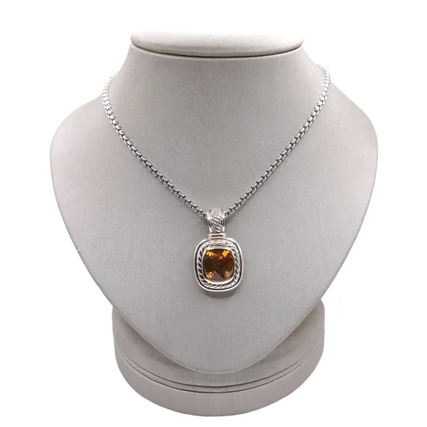 David Yurman Citrine Enhancer Round Box Chain Necklace Lumina Gem Hampstead, NC