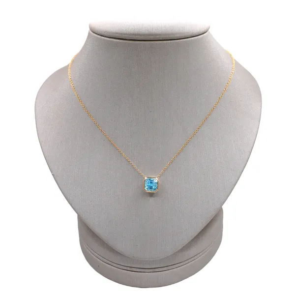 2.51ct Bezel Set Blue Zircon Necklace- 14k Yellow Gold Lumina Gem Hampstead, NC