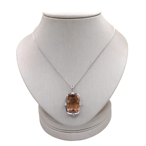 20.78ct Fancy Topaz and Diamond Necklace- 14k White Gold Lumina Gem Hampstead, NC