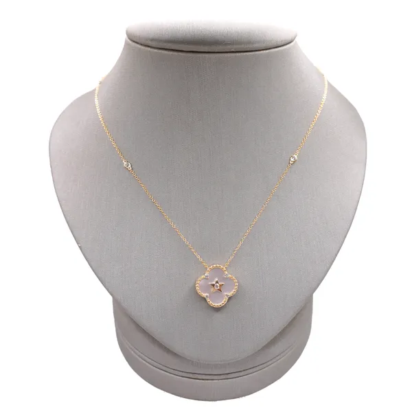 Mother of Pearl and .31ctw Diamond Necklace- 14k Yellow Gold Lumina Gem Wilmington, NC
