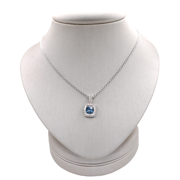 David Yurman Blue Topaz and Diamond Sterling Silver Albion Necklace Lumina Gem Wilmington, NC