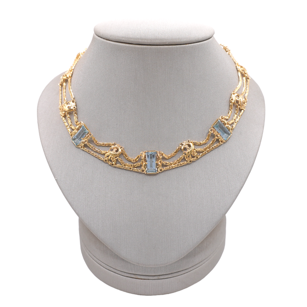 Aquamarine Choker Necklace- 14k Yellow Gold Lumina Gem Wilmington, NC