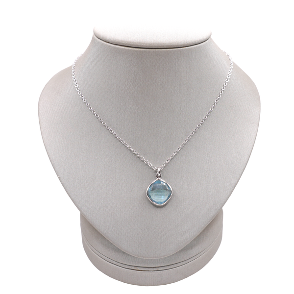 Stephen Estell Cushion Cut Blue Topaz in Sterling Silver Bezel Set Ring Lumina Gem Wilmington, NC