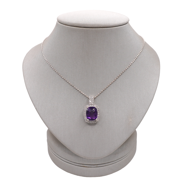 Amethyst and Diamond Necklace- 14k White Gold Lumina Gem Wilmington, NC