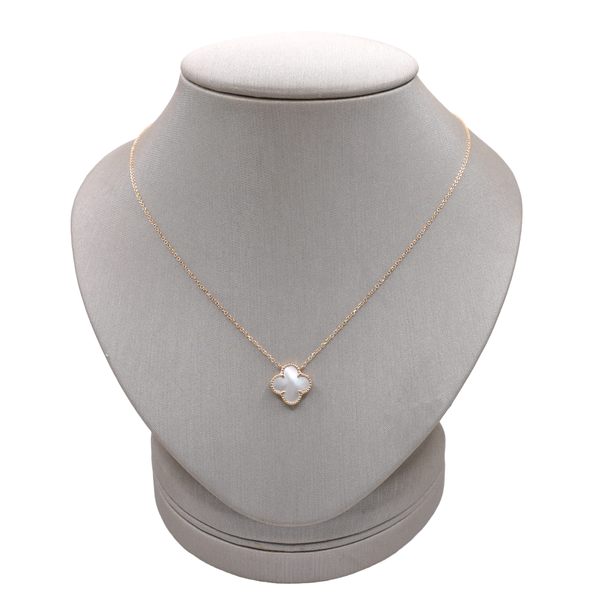Mother of Pearl Quatrafoil Necklace- 14k Yellow Gold Lumina Gem Wilmington, NC