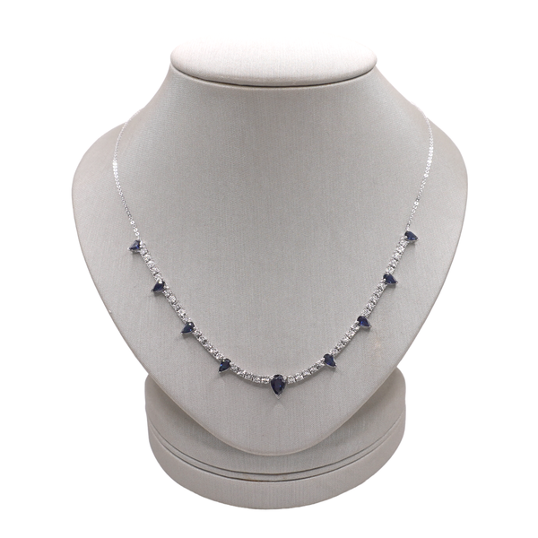 Luvente Sapphire and Diamond Necklace- 14k White Gold Lumina Gem Wilmington, NC