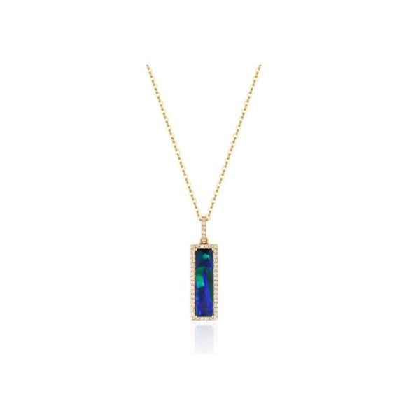 Luvente Opal and Diamond Pendant- 14k Yellow Gold Lumina Gem Wilmington, NC