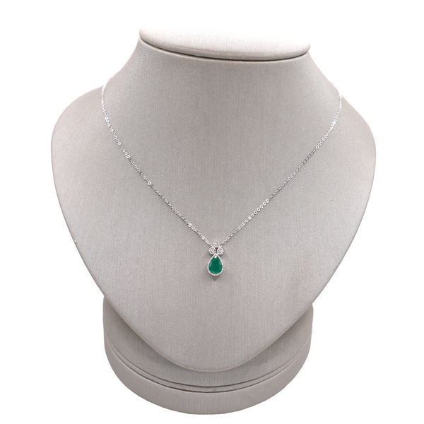 Luvente Emerald and Diamond Necklace- 14k White Gold Lumina Gem Wilmington, NC