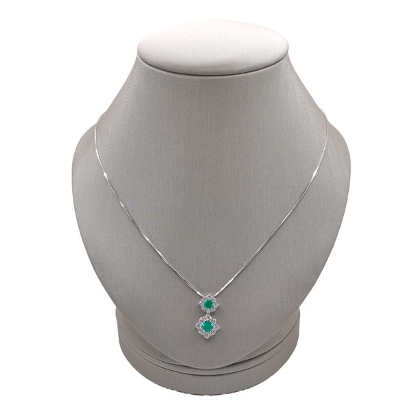 Emerald and Diamond Necklace- Platinum Lumina Gem Wilmington, NC