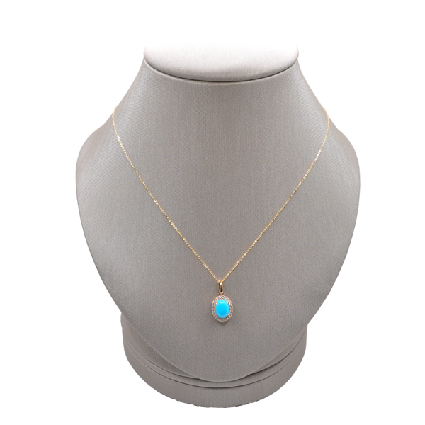 Turquoise and Diamond Necklace- 14k Yellow Gold Lumina Gem Wilmington, NC