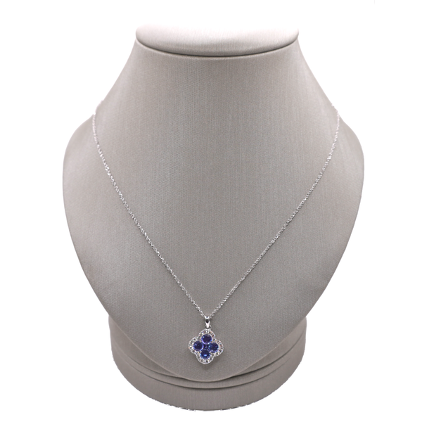 Sapphire and Diamond Clover Necklace- 14k White Gold Lumina Gem Wilmington, NC