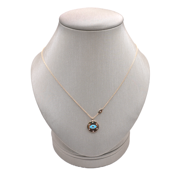 Diamond and Sapphire Evil Eye Necklace- 14k Yellow Gold Lumina Gem Wilmington, NC