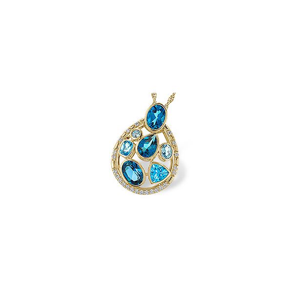 Allison-Kaufman Blue Topaz and Diamond Necklace- 14k Yellow Gold Lumina Gem Wilmington, NC