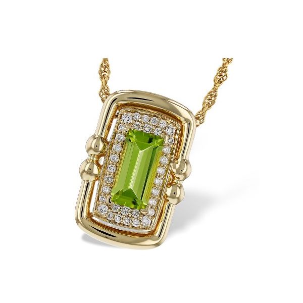Allison-Kaufman Peridot and Diamond Necklace- 14k Yellow Gold Lumina Gem Wilmington, NC