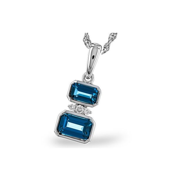 Allison-Kaufman London Blue Topaz and Diamond Necklace- 14k White Gold Lumina Gem Wilmington, NC