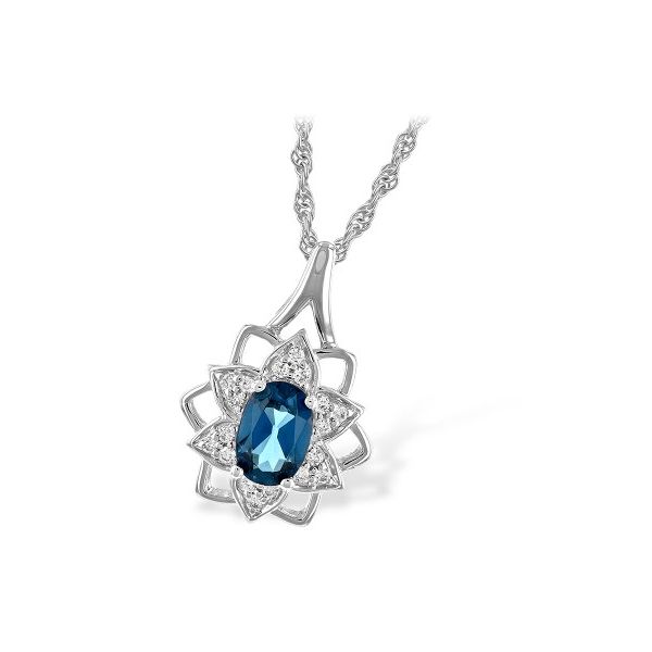 Allison-Kaufman London Blue Topaz and Diamond Necklace-14k White Gold Lumina Gem Wilmington, NC