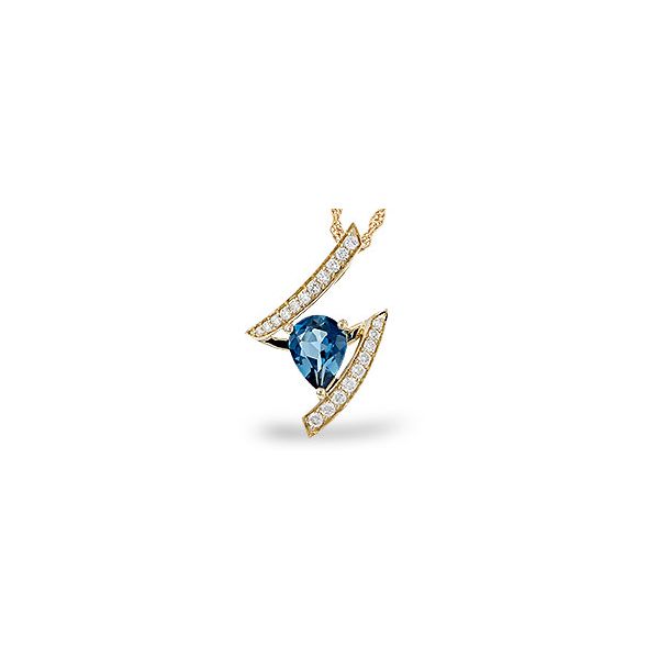 Allison Kaufman London Blue Topaz and Diamond Necklace- 14k Yellow Gold Lumina Gem Wilmington, NC