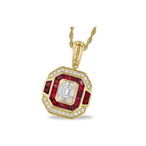 Allison-Kaufman Ruby and Diamond Necklace- 14k Yellow Gold Lumina Gem Wilmington, NC