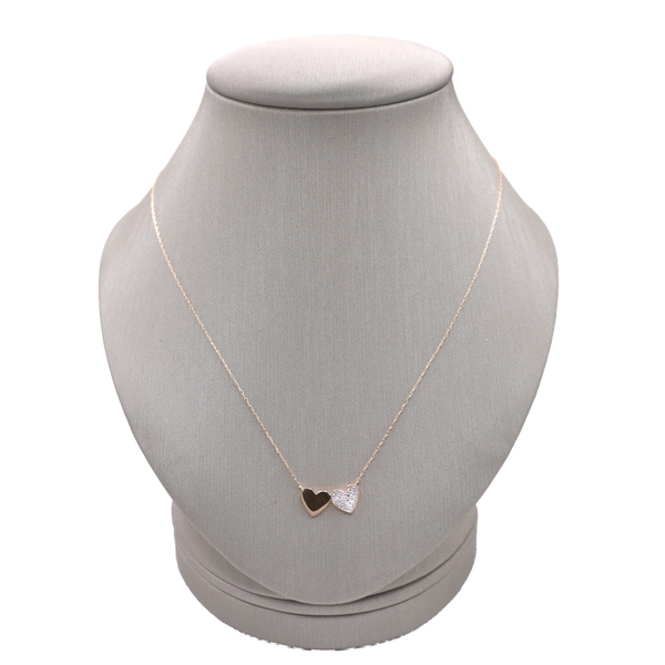 Diamond Double Heart Necklace- 14k Yellow Gold Lumina Gem Wilmington, NC