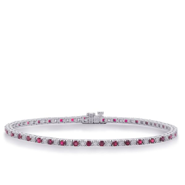 S. Kashi and Sons 3.21ctw Ruby and Diamond Tennis Bracelet - 7.5
