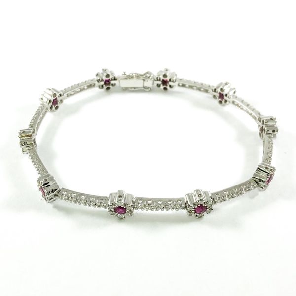 Ruby and Diamond Bracelet - White Gold - 7