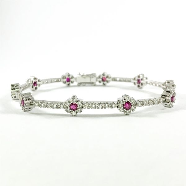 Ruby and Diamond Bracelet - White Gold - 7