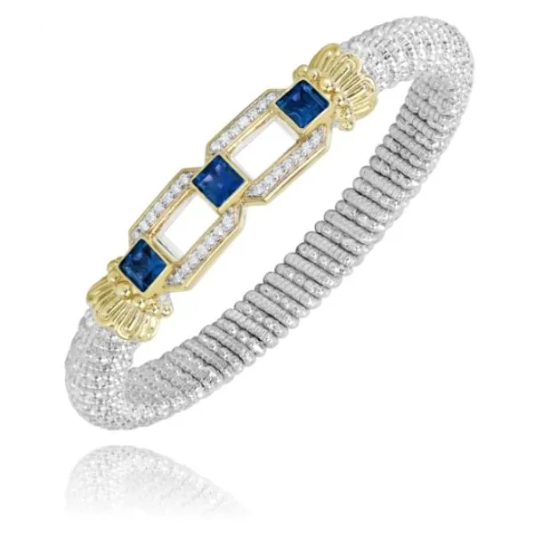 Alwand Vahan London Blue Topaz and .21ctw Diamond Bracelet in Sterling Silver and Yellow Gold Lumina Gem Wilmington, NC