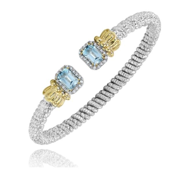 Alwand Vahan Blue Topaz and .18ctw Diamond Cuff in Sterling Silver and Yellow Gold Lumina Gem Wilmington, NC