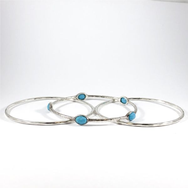 Ippolita Turquoise, Quartz, and Hammered Sterling Silver Bangles - Set of 3 Image 2 Lumina Gem Wilmington, NC