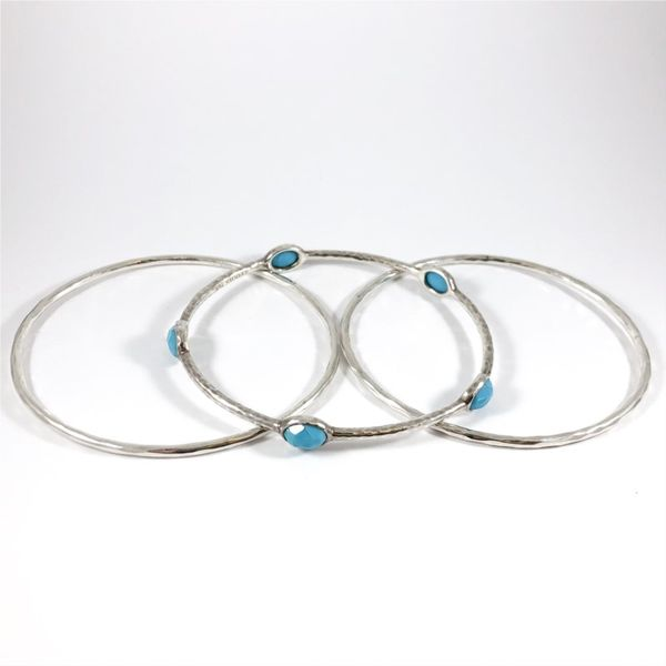 Ippolita Turquoise, Quartz, and Hammered Sterling Silver Bangles - Set of 3 Image 3 Lumina Gem Wilmington, NC