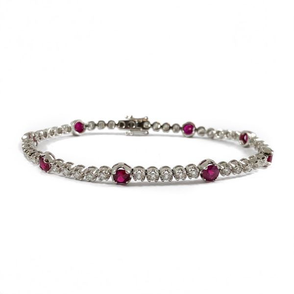 2.48ctw Ruby and 1.70ctw Diamond Tennis Bracelet - 7