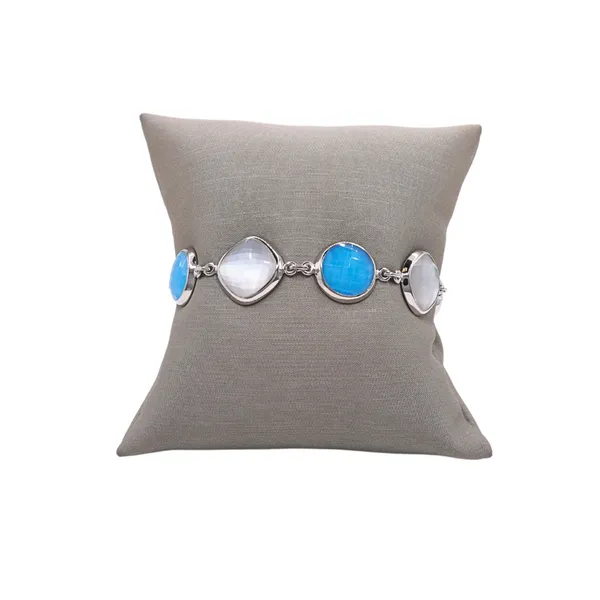 Stephen Estelle Mother of Pearl, Turquoise and Quartz Sterling Silver Bracelet Lumina Gem Hampstead, NC
