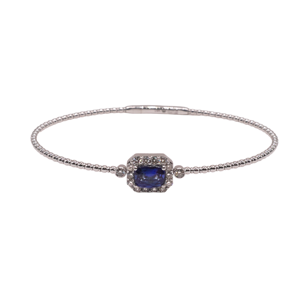 Sapphire and Diamond Flex Bangle- 14k White Gold Lumina Gem Wilmington, NC