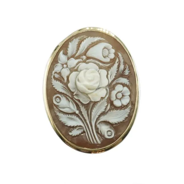 Flower Cameo Pin/Pendant - 14k Yellow Gold Lumina Gem Wilmington, NC